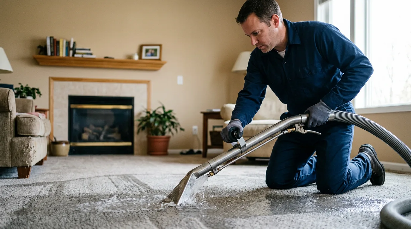 Water damage restoration technician working near Bern, KS